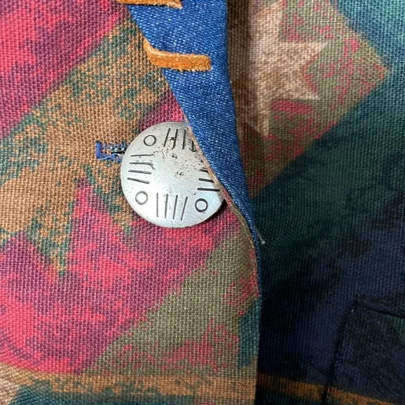 Diamond L Western Wear Patterned Denim Jean Jacket sz L - Picture 5 of 9